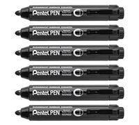 Pentel Pen NXN50-AX, Pennarello permanente retrattile punta conica media, nero, confezione da 12