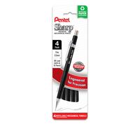Pentel Sharp Druckbleistift (0,5 mm), feine Linie, schwarzer Schaft, 4er-Pack (P205PF4A)