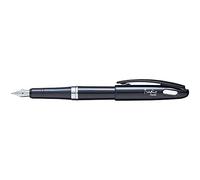 Pentel TRF94A-C Tradio - Penna stilografica Black and White Edition con pennino in iridio di alta qualità, lucido, nero/blu