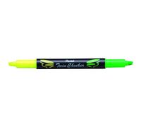 Pentel Twin Checker Textmarker mit Doppelspitze, Keilspitze, gelbe/gr ne Tinte, 12er-Pack (SLW8-GK)