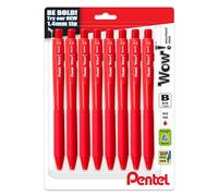 Pentel Wow! Penna a sfera retrattile, (1,4 mm), linea grassetto, inchiostro rosso, confezione da 8 (BK444BP8B)