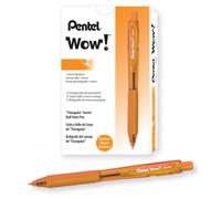 Pentel WOW! Retractable Ballpoint Pens Medium Line Orange Ink Box o