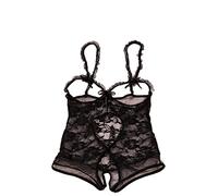 Body in Pizzo Trasparente con Decori Floreali e Tagli Audaci