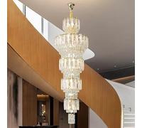 Penthouse Chandelier European Style Crystal Staircase Long Chandelier Light Luxury Post-Modern Villa Building Loft Living Room