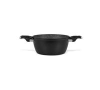 Pentola a 2 Manici per Pasta e Zuppe - Casseruola con 2 Manici Ideale per Stufati, in Alluminio Antiaderente, 27x20x8cm, Nero