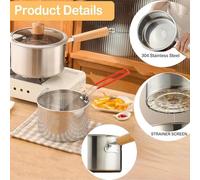 Pentola A Coltura In Acciaio Inossidabile Con Cesto Di Padella, Uso A Mio Agio, 1set, Friggitrice Profonda Con Coperchio, Friggitrice Per Cesti Con Cesto, Materiale Robusto, Cucina, Preparazione Dei P