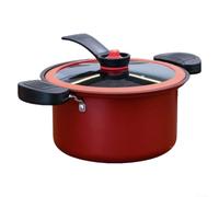 Pentola a cottura lenta a pressione in acciaio inox con antiaderente per stufare, cuocere a fuoco lento e cuocere a vapore, compatibile con fiamme libere (rosso)