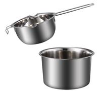Pentola a Doppia Caldaia per Sciogliere Cera e Cioccolato in Acciaio | Capacità 400ml, Manico Ergonomico, Facile da Pulire, Colore Argento, per Forno e Ristorante