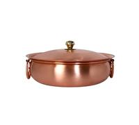 Pentola a Doppia estremità in Rame Puro Spesso con Coperchio - 34 cm, Ideale per Cucinare, per Feste, Come utensile da Cucina e per i pasti in Famiglia.