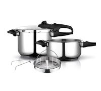 Fagor Duo Pentola a Pressione 6 + 4 L Induzione, Acciaio Inox 18/10, 2 Livelli di Pression - acciaio inox 81OPFGDU46C