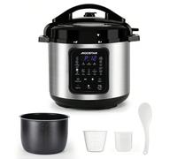 Pentola a Pressione Elettrica 18-in-1 Pressure Cooker, 6 Litri Pentola Programmabile 24 ore, 3 Pressioni, 1000W Pannello LED Multicooker per Yogurt, Cuoci, Riso, Slow Cooker, Sauté, 1000W Acciaio inos