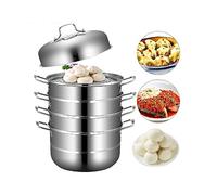 Pentola A Pressione Impilabile A Diametro 28,5 Cm Vaporiera Acciaio Inossidabile Livelli Con Coperchio In Vetro A Vapore In Inox Cuocipatate 22 X 15 Garantire la Stabilità(11 In (28 cm))