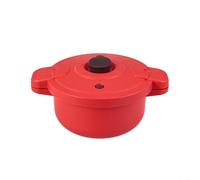 Pentola a pressione rossa per microonde, 27,5 x 14 cm, in silicone PP, multifunzione per riso, pasta, verdure, soluzione di cottura rapida e sana, salvaspazio, per piccole cucine