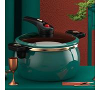 Pentola a pressione smaltata da 5 l e 7 l, sicura per piano cottura a induzione, blocco e rilascio a pressione rapido e sicuro, interno antiaderente antigraffio, facile da pulire, grande capacità per