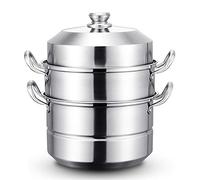 Pentola a vapore a 3 livelli in acciaio inox per dim sum, verdure, gnocchi e salse, pentole impilabili con coperchio per una cottura sana e preparazione dei pasti