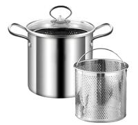 Pentola a vapore in acciaio inox da 16,3 cm con cestello perforato e coperchio, fornello versatile per cuocere a vapore, bollire e friggere