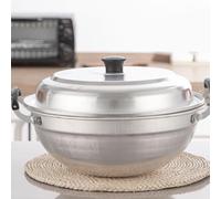 Pentola a vapore in alluminio con coperchio e doppio manico, facile da pulire,