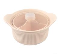 Pentola a vapore in silicone con coperchio trasparente ventilato per microonde e friggitrice ad aria, lavabile in lavastoviglie, base antiscivolo (beige grande)