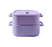 Pentola a vapore in silicone per microonde, 2 pezzi, con manici resistenti al calore, per una preparazione sana degli alimenti e ciotole (viola)
