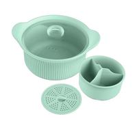 Pentola a vapore in silicone per microonde con scomparto | Pentole a vapore per verdure Ciotola per cucina domestica Cibo Broccoli Noodle Pasta Zuppa Pesce Frutti di mare Verde