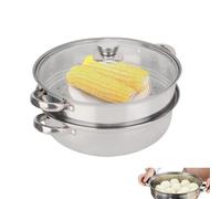 Pentola A Vapore Per Alimenti A 2 Strati, Pentola A Vapore In Acciaio Inossidabile Da 28 Cm/11,0 Pollici Con Coperchio In Vetro Pentola A Vapore Da Cucina Pentola A Vapore A