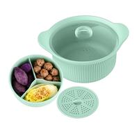 Pentola a vapore per microonde per alimenti con suddivisione | Ciotola in silicone per forno a microonde per zuppa, pesce, forno, friggitrice ad aria calda per casa e appartamento