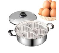 Pentola a vapore per uova in camicia, 4 tazze, in acciaio inox, resistente alla ruggine, attrezzatura da cucina compatta, ideale per preparare brunch, preparazioni per pasti mattutini, usi versatili