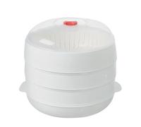 Pentola a vapore per verdure a microonde, con coperchio e vassoio, 9 x 6 cm, piastra riscaldante multiuso, cottura a vapore per microonde, design leggero, per verdure, pesce e pasti veloci