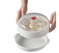 Pentola a vapore per verdure a microonde con coperchio e vassoio, ciotola per la colazione a microonde, forno a vapore con sfiato di rilascio del vapore, carne, pesce e verdure, ideale per cucinare a