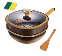 Pentola antiaderente in lega di titanio da 12 pollici con coperchio, padella antiaderente, multifunzionale di grande capacità, funziona perfettamente su induzione, gas, elettrico(Pot+Lid+Steamer)