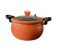 Pentola antiaderente per uso domestico, pentola in metallo per zuppe e stufati con coperchio di bloccaggio sicuro, facile da pulire, adatta per cucinare fagioli e cereali (arancione, 8 L)