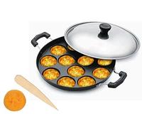 Pentola Antiaderente WhipperIndia AppamPatra Paniyaram con Coperchio in Acciaio Inossidabile 30,48 cm