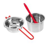 Pentola Bagnomaria per Cioccolato Argento 600ml in Acciaio Inox | Doppio Beccuccio, Manico, Riscaldamento Delicato, Include Spatola e Pentola, per Chef e Pasticceri Colore Casuale