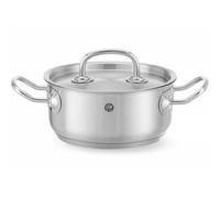 HENDI Pentola bassa, con coperchio con fori per il rilascio del vapore, calderone, casseruola, tegame, adatta a tutte le fonti di calore, lavabile in lavastoviglie, 1.5L, ø160x(H)75mm, acciaio inox