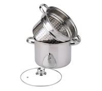 Pentola Baumalu 20 cm Inox 5L con Inserto Forato e Coperchio in Vetro