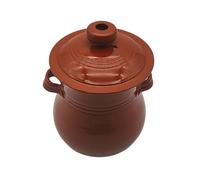 Pentola Bombata Ceramica Smaltata con Coperchio 20cm - Casseruola Forma Arrotondata Antiaderente - Brasature Stufati Cotture Lente - Made in Italy