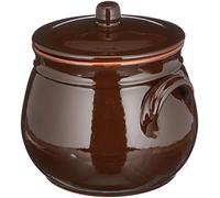 Pentola Bombata in Terracotta con Coperchio Brunella, Marrone, 16x16x20 cm - Colì Maioliche e Terrecotte dal 1650