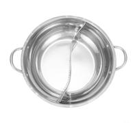 Pentola calda divisa con divisorio a forma di S per cottura a doppio sapore, materiale ispessito per induzione e gas, ideale per Shabu Shabu e cene di famiglia a casa, argento 32 34 36 cm (34 cm)