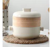 Pentola calda giapponese in ceramica con coperchio e cestello per zuppa | Pentola calda in ceramica con coperchio e cestello per cottura a vapore per una cucina versatile, perfetta per zuppe