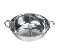 Pentola calda in acciaio inossidabile con divisore, pentole zuppa a doppia facciate a due gusti pentola con maniglia per le riunioni familiari (32 cm)