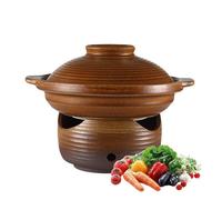 Pentola Calda in Ceramica Giapponese, Casseruola Resistente al Calore con Coperchio e Due Manici, Casseruola in Ceramica Rotonda con Pentola in Argilla for Tagliatelle da Zuppa a Una Pentola(1600ML)
