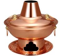 Pentola calda in rame da 30 cm per cene in famiglia a carbone cinese Hotpot spesso mongolo per barbecue e picnic all'aperto, ideale per riunioni e intrattenimenti