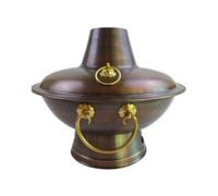 Pentola calda in rame per cucina tradizionale cinese, design spesso 32 cm, ideale per campeggio, pentola in rame resistente per pasti in famiglia e riunioni