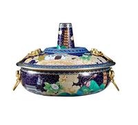 Pentola calda in rame smaltato in stile cinese, multifunzionale con griglia, realizzata artigianalmente in modo tradizionale, adatta sia for ristoranti che for uso domestico.(White,36cm)