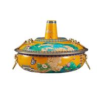 Pentola calda in rame smaltato in stile cinese, multifunzionale con griglia, realizzata artigianalmente in modo tradizionale, adatta sia for ristoranti che for uso domestico.(Black,36cm)