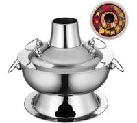 Pentola calda vintage in acciaio inox a carbone con camino per autentica esperienza culinaria asiatica