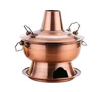 Pentola calda vintage in rame con camino per carbone, in acciaio inox, ideale per feste in cucina in famiglia e cene Shabu-Shabu