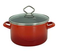 Pentola Carne Casseruola Roma Ø 20 CM Smalto Rosso Fiammato Con Coperchio