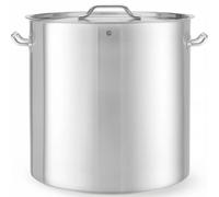 HENDI Pentola con coperchio, grande capacità: 98L, adatta a tutte le fonti di calore, lavabile in lavastoviglie, ø500x(H)500mm, acciaio inox