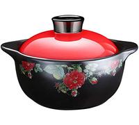 Pentola Cucina, casseruola Rotonda in Ceramica con Coperchio, teglia casseruola con Coperchio Stampato, Deliziosa pentola a Cottura lenta, pentola stufati Resistente al Calore, pentola Antiaderente,